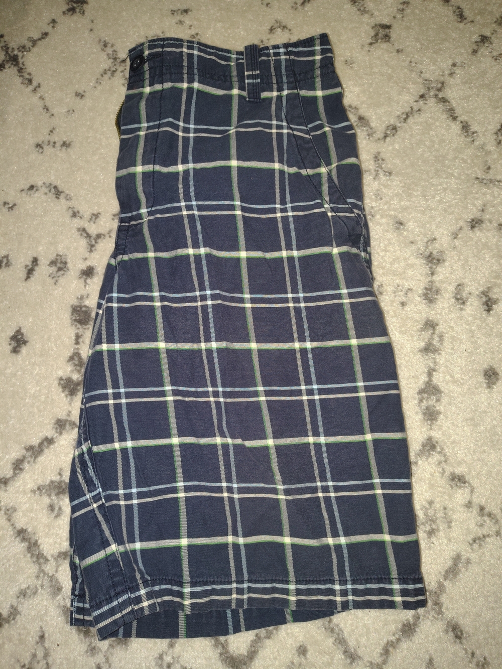 Aeropostale Navy Plaid Men's Shorts with Green and White Stripes